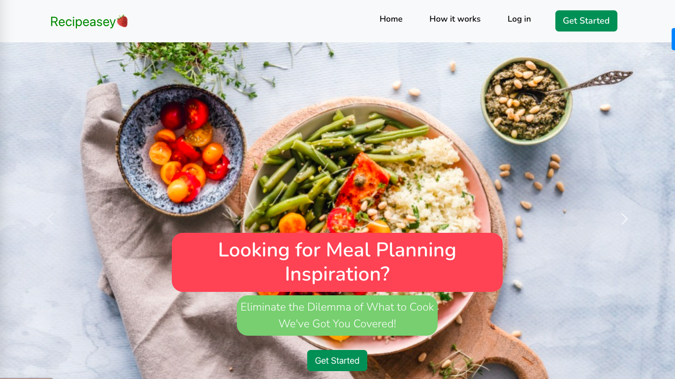 Recipeasey Home page